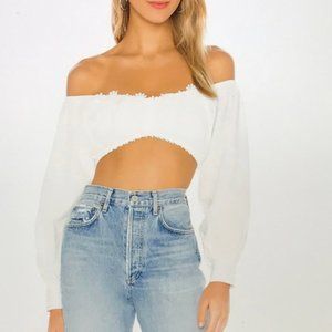 Superdown Tamsyn puff sleeve crop top White S